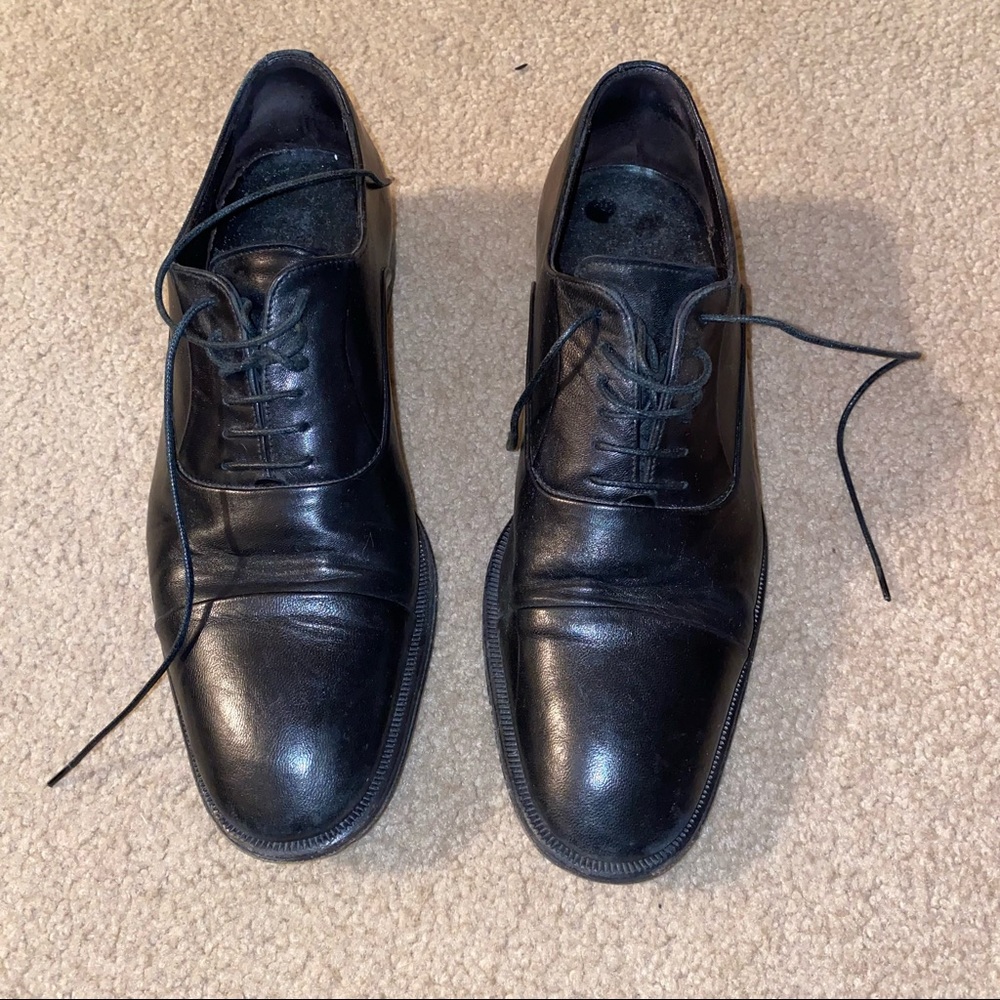 Bruno Magli Maioco Oxford Dress Shoes Leather Lace Up Cap Toe Black Size 7.5 M
